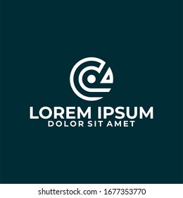 Initial letter cd or dc logo template with geometric circle line art illustration in flat design monogram symbol
