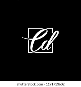 Initial letter CD DC minimalist art monogram shape logo, white color on black background