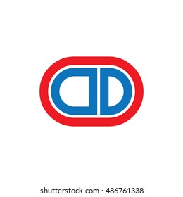 Initial Letter CD DD Linked Design Logo Red Blue