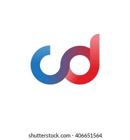 initial letter cd linked circle lowercase logo blue red