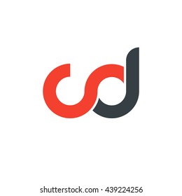 initial letter cd linked round lowercase logo red