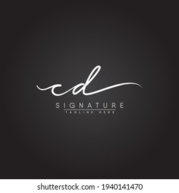 Initial Letter CD Logo - Handwritten Signature Logo