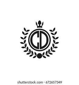 Initial Letter CD Logo Linked Circle Shape with Crown and wheat Icon