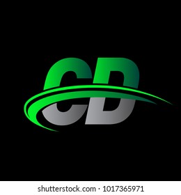 initial letter CD logotype company name colored green and black swoosh design. vector logo for business and company identity.