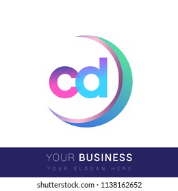 initial letter CD logotype company name, coloreful and swoosh design. vector logo for business and company identity.