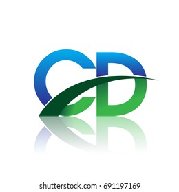 initial letter CD logotype company name colored blue and green swoosh design. vector logo for business and company identity.
