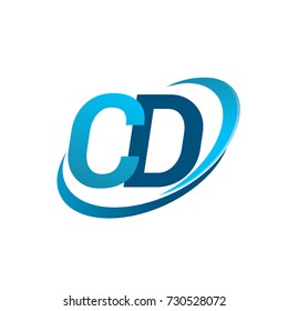 initial letter CD logotype company name colored blue swoosh design concept. vector logo for business and company identity.