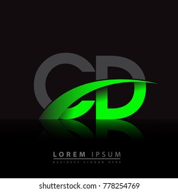 initial letter CD logotype company name colored green and black swoosh design. vector logo for business and company identity.
