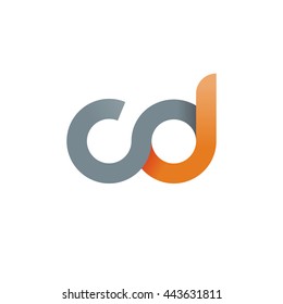 initial letter cd modern linked circle round lowercase logo orange gray