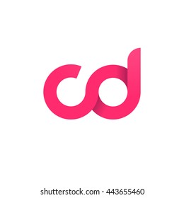 initial letter cd modern linked circle round lowercase logo pink