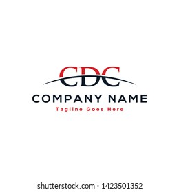 Initial letter CDC, overlapping movement swoosh horizon logo company design inspiration in red and dark blue color vector