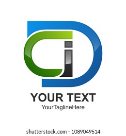 Initial letter CDI logo design template element colored blue green black for business and company identity