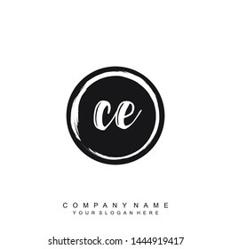 Initial letter CE beautiful handwriting logo vector template