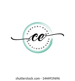 Initial letter CE beautiful handwriting logo vector template