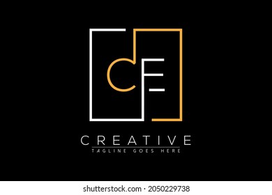 Initial letter ce, ec, c, e elegant and luxury Initial with Rectangular frame minimal monogram logo design vector template