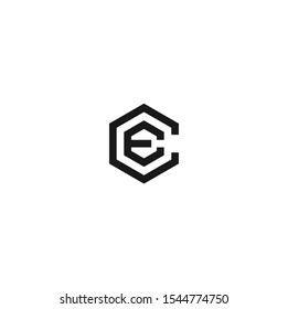 initial letter CE, EC in hexagon logo design inspiration, vector