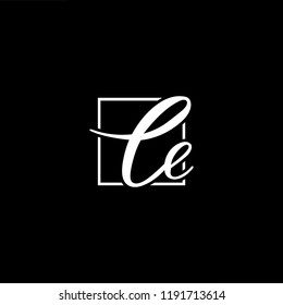 Initial letter CE EC minimalist art monogram shape logo, white color on black background
