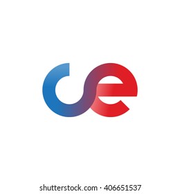 initial letter ce linked circle lowercase logo blue red