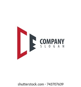 Initial Letter CE Linked Triangle Design Logo