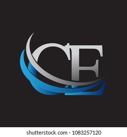 initial letter CE logotype company name colored blue and grey swoosh design. vector logo for business and company identity.