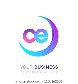 initial letter CE logotype company name, coloreful and swoosh design. vector logo for business and company identity.