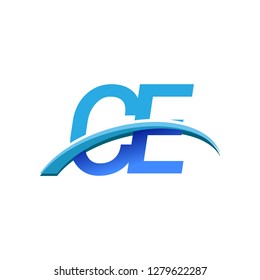 initial letter CE logotype company name colored blue and swoosh design. vector logo for business and company identity.
