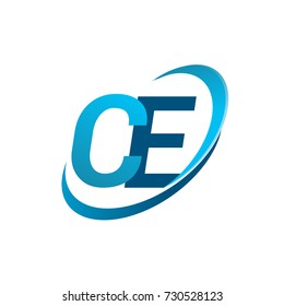 initial letter CE logotype company name colored blue swoosh design concept. vector logo for business and company identity.