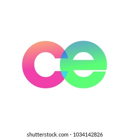 Initial Letter CE Lowercase Logo green, pink and Blue, Modern and Simple Logo Design.