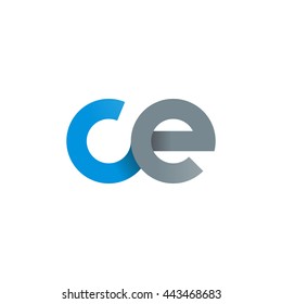 initial letter ce modern linked circle round lowercase logo blue gray