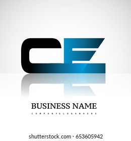 Initial letter CE uppercase modern and simple logo linked blue and black colored, isolated in white background. Vector design for company identity.