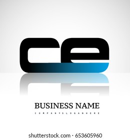 Initial letter CE uppercase modern and simple logo linked blue and black colored, isolated in white background. Vector design for company identity.