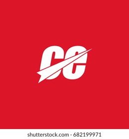 initial letter ce white logo in red background
