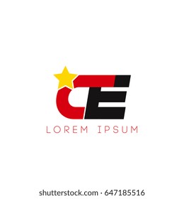 Initial letter ce yellow star logo red black