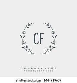 Initial letter CF beautiful handwriting logo vector template