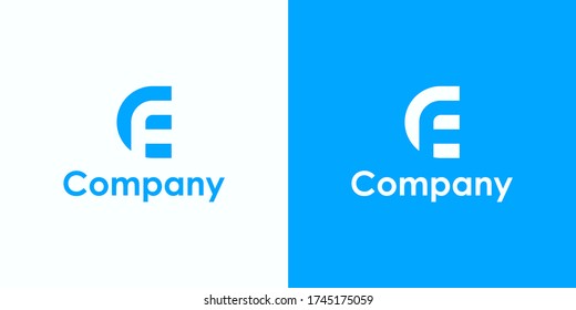 Initial Letter CF or EF Logo. Monogram Linear Rounded Style isolated on White and Blue Background. Usable for Business, Branding and Technology Logos. Flat Vector Logo Design Template Element.