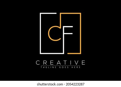 Initial letter cf, fc, c, f elegant and luxury Initial with Rectangular frame minimal monogram logo design vector template