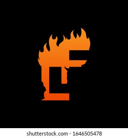 Initial letter CF with fire flames logo design. Creative lettering design concept suitable for company, corporate business and GAME brand identity. Collection of fonts with burn idea isolated black.