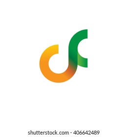 initial letter cf linked circle lowercase logo orange green