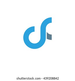 initial letter cf linked round lowercase logo blue