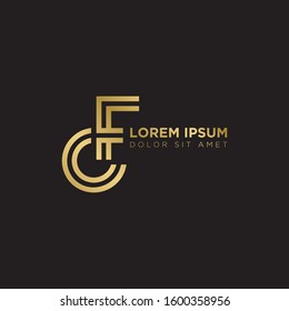 Initial Letter CF linked uppercase overlap modern gold logo vector design template. Suitable for business, consulting group company.
