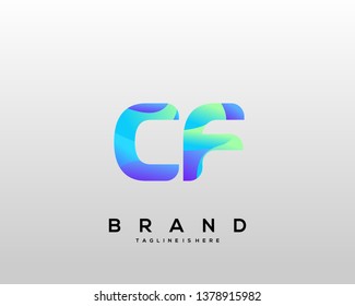 Initial letter CF logo with colorful background, letter combination logo design for creative industry, web, business and company. - Vector