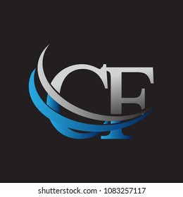 initial letter CF logotype company name colored blue and grey swoosh design. vector logo for business and company identity.