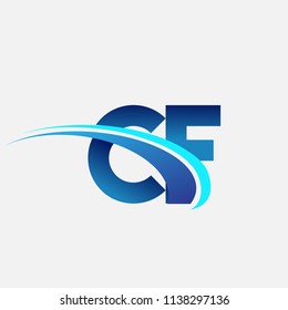 initial letter CF logotype company name colored blue and swoosh design. vector logo for business and company identity.
