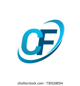 initial letter CF logotype company name colored blue swoosh design concept. vector logo for business and company identity.