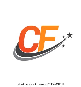 initial letter CF logotype company name colored orange and grey swoosh star design. vector logo for business and company identity.