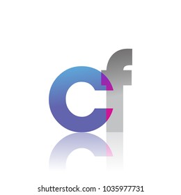 Initial Letter CF Lowercase overlap Logo Blue, pink and grey, Modern and Simple Logo Design.