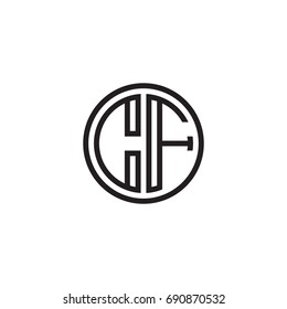 Initial letter CF, minimalist line art monogram circle logo, black color