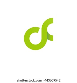 initial letter cf modern linked circle round lowercase logo green