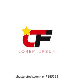 Initial letter cf yellow star logo red black