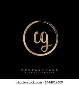 Initial letter CG beautiful handwriting logo vector template